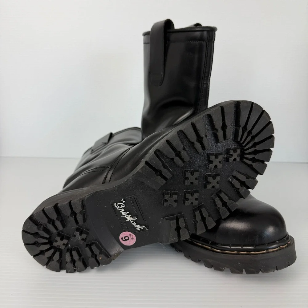 Gripfast Original England Black Leather Pull On Industrial Punk Mens US 10 UK‎ 9